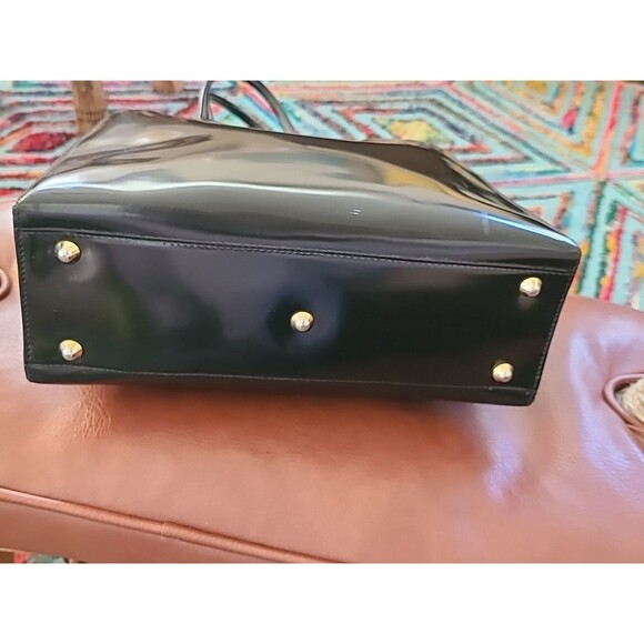 Vintage Furla Patent Leather Bag GOLD TRIM inbossed With Furla - Picture 8 of 9